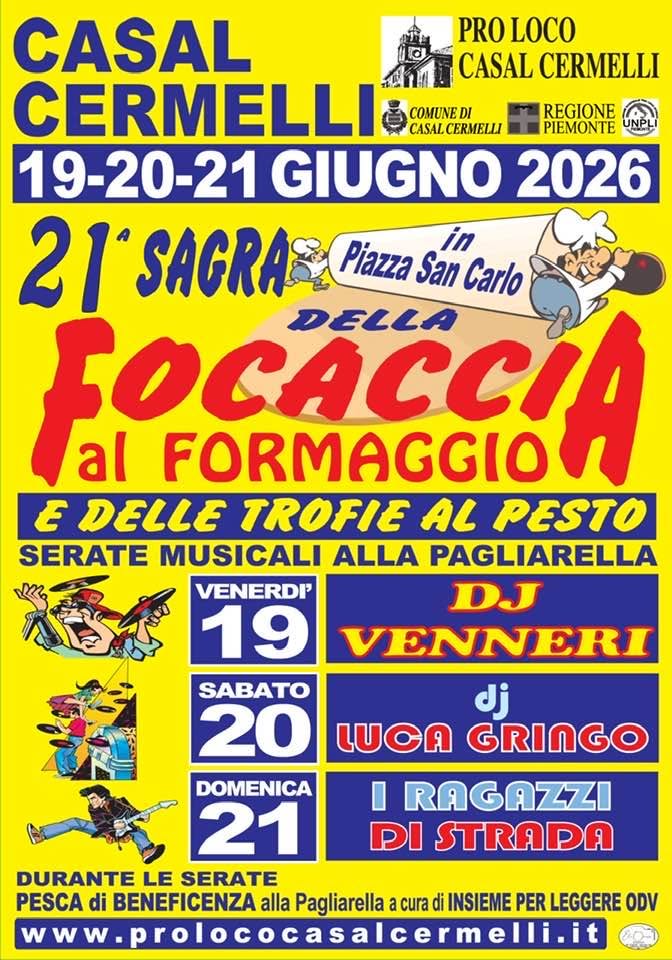 Casalcermelli celebra la tradizione: torna la Sagra della Focaccia al Formaggio e delle Trofie al&nbsp;Pesto