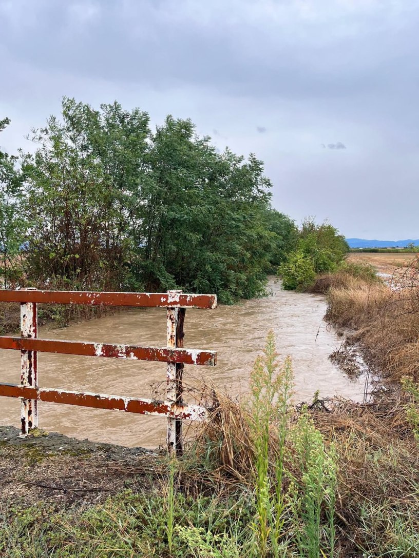 Rio Lovassina con il livello dell'acqua elevato nei pressi di Spinetta Marengo, immagine che richiama il rischio idrogeologico e il progetto della futura cassa di laminazione per la sicurezza del territorio.