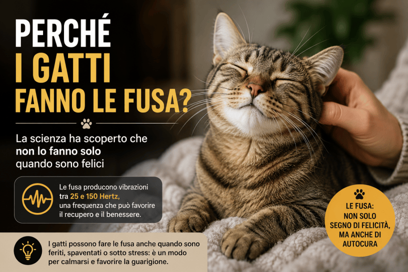 Gatto che fa le fusa mentre viene accarezzato.
