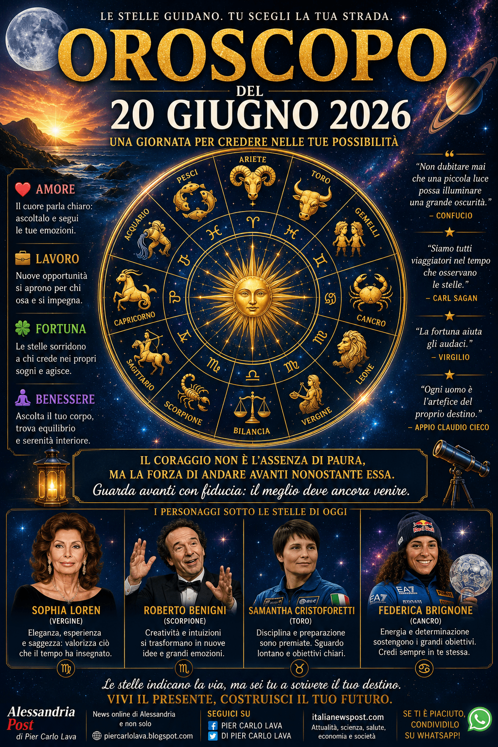 Previsioni Zodiacali per il 20 Giugno 2026: Cosa&nbsp;Aspettarsi