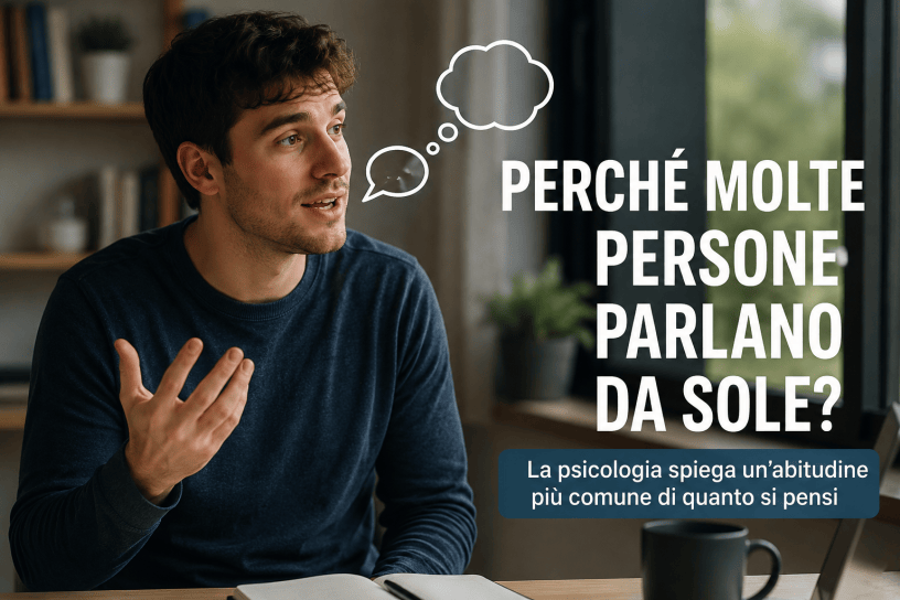 Uomo che parla da solo mentre riflette alla scrivania.