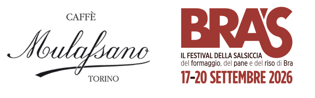 Logo of Caffè Mulassano, Torino, alongside the promotional logo for the Bra's festival, featuring details about the event taking place from September 17 to 20, 2026.