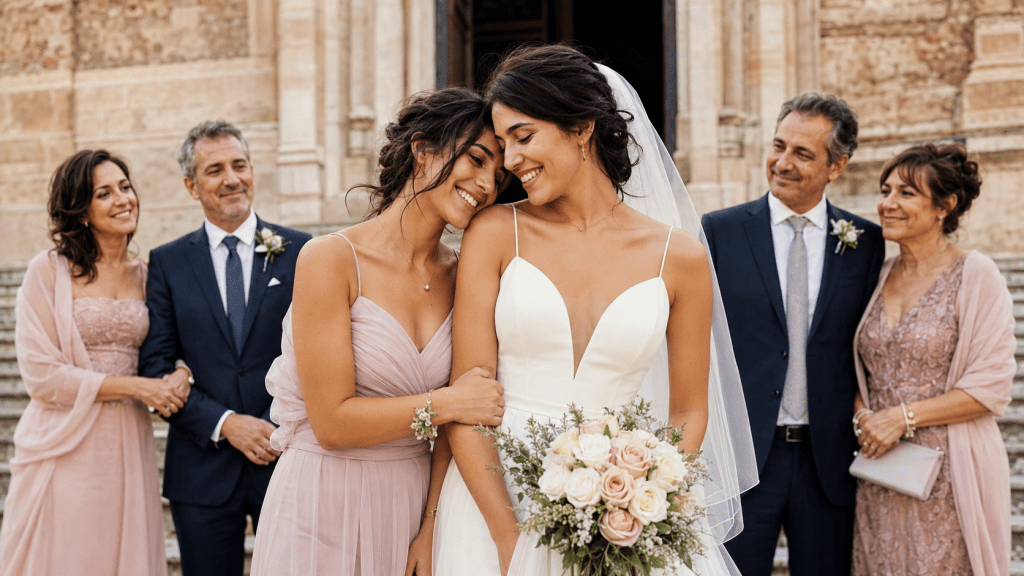 Scambiate in culla, cresciute come sorelle: al matrimonio di Melissa c’è tutta la sua doppia famiglia