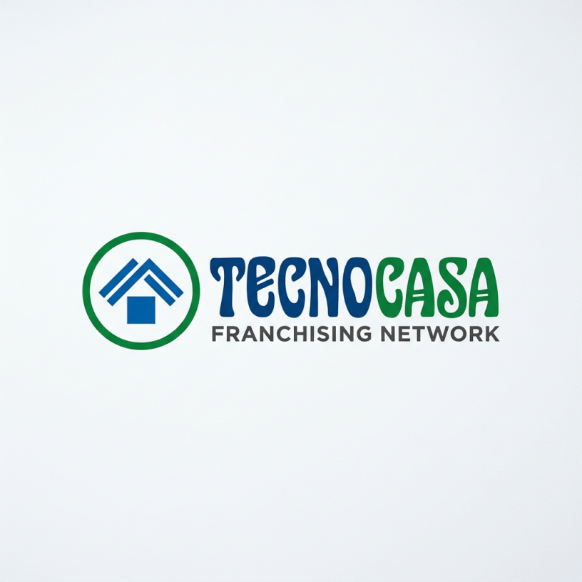TECNOCASA logo with blue house icon and green circle and text