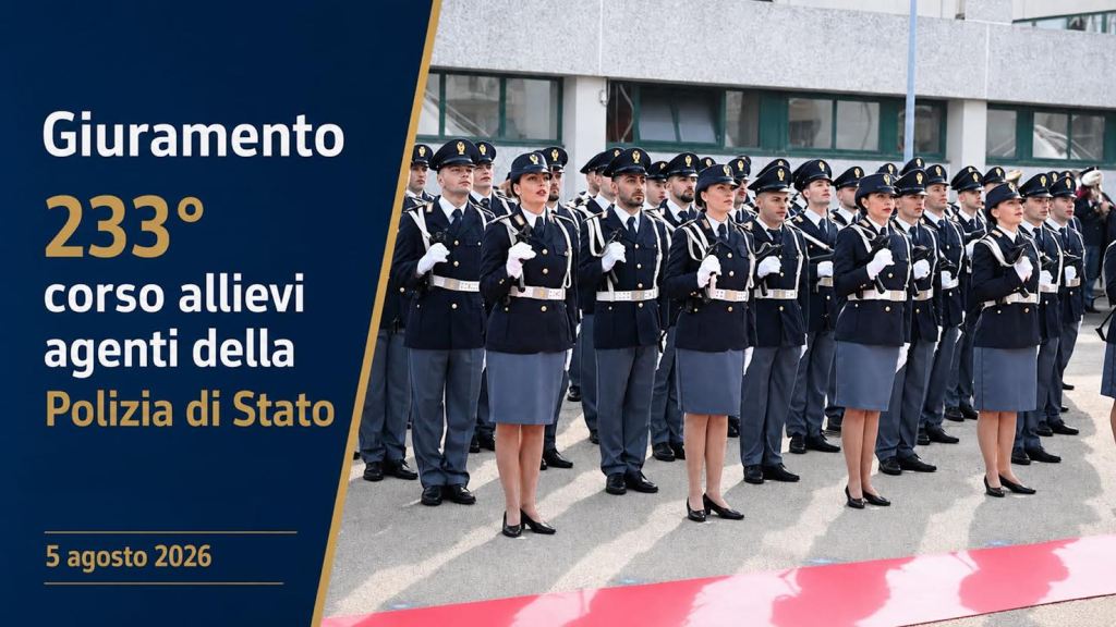 Polizia di Stato, il giuramento del 233° Corso: coinvolta anche la Scuola Allievi Agenti di&nbsp;Alessandria