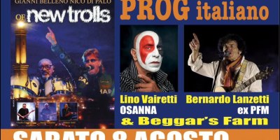 Locandina del concerto benefico dedicato al prog italiano, in programma sabato 8 agosto 2026 a Borgoratto Alessandrino.
