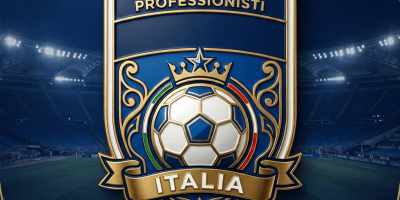 Serie A Italia football league emblem in a floodlit stadium
