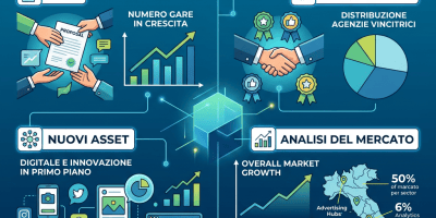 Infografica AndZup sul mercato pubblicitario italiano: gare, assegnazioni, nuovi asset e analisi del mercato