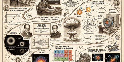 Infografica italiana sull’evoluzione della fisica dal 1900 a oggi