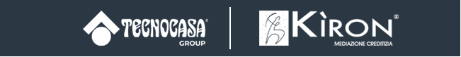 Logo of Tecnocasa Group and Kiron Mediation, displayed together on a dark background.