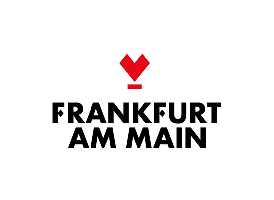 Logo of Frankfurt am Main featuring bold black text and a red heart symbol above the text.