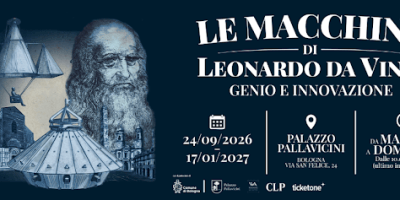 Mostra Le macchine di Leonardo da Vinci a Palazzo Pallavicini di Bologna, con oltre 30 ricostruzioni a grandezza naturale delle invenzioni del genio rinascimentale.