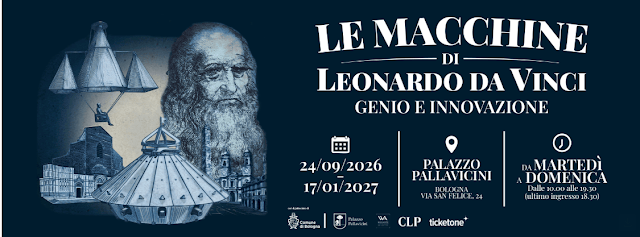 Mostra Le macchine di Leonardo da Vinci a Palazzo Pallavicini di Bologna, con oltre 30 ricostruzioni a grandezza naturale delle invenzioni del genio rinascimentale.